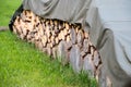 Stacked firewood texture background showing cut wooden logs arrangement Royalty Free Stock Photo