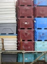 Stacked Fish Packing Crates on a Dock