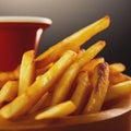 stacked french fries in this close-up photo
