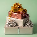 Stacked Gift Boxes with Bows Royalty Free Stock Photo