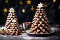 stacked gingerbread stars forming a christmas tree