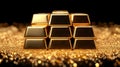 Stacked gold bars on glittering surface - wealth and investment concept Royalty Free Stock Photo