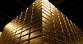 Stacked Gold Bars in a Pyramid Formation with Dramatic Lighting bullion wealth Royalty Free Stock Photo