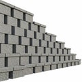 Stacked Grey Interlocking Retaining Wall Blocks on White Background stone concrete Royalty Free Stock Photo
