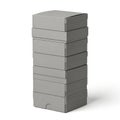 Stacked grey storage boxes against white background Royalty Free Stock Photo