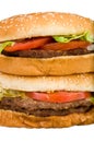 Stacked hamburgers close-up Royalty Free Stock Photo