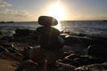 Stacked Hawaiian Rocks at Sunset Royalty Free Stock Photo