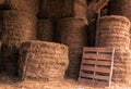 Stacked Hay Bales in a barn Royalty Free Stock Photo