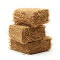 Stacked Hay Bales Isolated on White Background. Generative ai Royalty Free Stock Photo