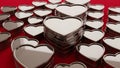 Stacked Heart-Shaped Metal Containers Royalty Free Stock Photo
