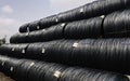 Stacked of high carbon wire rod for heavy industry production Royalty Free Stock Photo