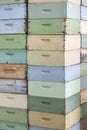 Stacked honeycomb beehive crates