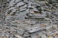 Stacked horizontal gray stone plates