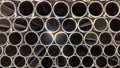 Stacked aluminum pipes