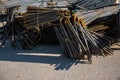 Stacked iron bars at the construction site Royalty Free Stock Photo