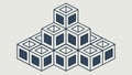 Stacked Isometric Cubes, Geometric Pyramid Structure, vector design Generative AI Royalty Free Stock Photo