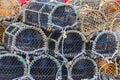 Stacked lobster pots close up
