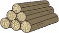 Stacked logs texture, natural wood pattern, vector design Generative AI