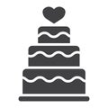 Stacked love cake glyph icon, valentines day