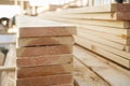 Stacked Lumber at a Building Site Royalty Free Stock Photo