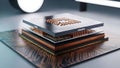 Stacked Microprocessor Chips on Circuit Board Royalty Free Stock Photo