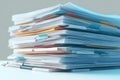Stacked office documents secured by paper clip, extreme close up Royalty Free Stock Photo