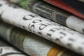 Stacked old newspaper waiting for recycling Royalty Free Stock Photo