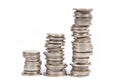 Stacked old silver coins Royalty Free Stock Photo