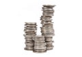 Stacked old silver coins Royalty Free Stock Photo