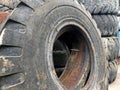 Stacked of Old truck tire Royalty Free Stock Photo