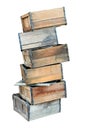 Stacked old wooden crates Royalty Free Stock Photo