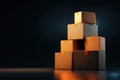 Stacked Orange and Black Cardboard Boxes Display Royalty Free Stock Photo