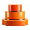 Stacked Orange Cylinders with Silver Bands on White Background geometric Royalty Free Stock Photo