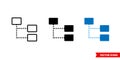 Stacked organizational icon of 3 types color, black and white, outline. Isolated vector sign symbol