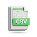 3d icon of a csv file with a green label indicating data format isolated on white background Royalty Free Stock Photo