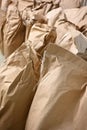 Stacked paper sacks in a warehouse