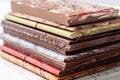 stacked paper wrapping of rich and creamy gourmet chocolate bars