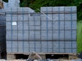 Stacked paving stones on a palette