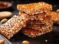 Stacked Peanuts Gachak or Chikki Royalty Free Stock Photo
