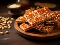 Stacked Peanuts Gachak or Chikki Royalty Free Stock Photo