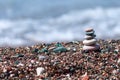 Stacked pebbles along the beach. Harmony, relaxation concept Royalty Free Stock Photo