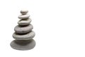 Stacked pebbles isolated with white background