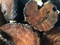 Stacked pile of birch wood. Texture, background. firewood for energy. Royalty Free Stock Photo