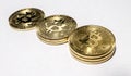 Stacked pile of bitcoins Royalty Free Stock Photo