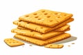 stacked pile of crispy saltine crackers isolated illustration Royalty Free Stock Photo