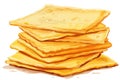 stacked pile of crispy saltine crackers isolated illustration Royalty Free Stock Photo