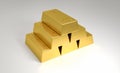 Stacked pile of gold bars. 3D illustration