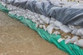 Stacked pile of sandbags for flood defense Royalty Free Stock Photo