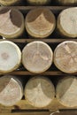 Stacked pine timber poles Royalty Free Stock Photo