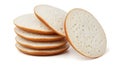 Stacked Porous White Bread Slices on White Background Royalty Free Stock Photo
